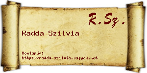 Radda Szilvia névjegykártya